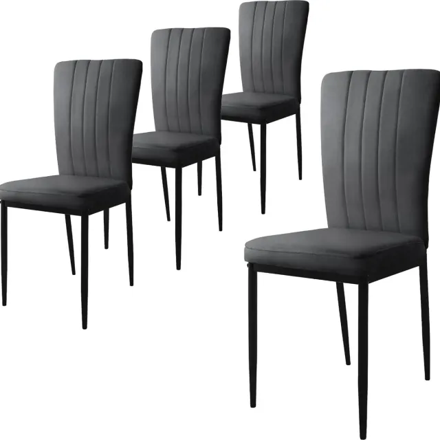 ml-design eetkamerstoelen set van 4 met fluwelen bekleding, grijs, keukenstoelen met rugleuning, gestoffeerde stoel met metalen poten, ergonomische eettafelstoel, moderne eetkamerstoel, woonkamerstoel