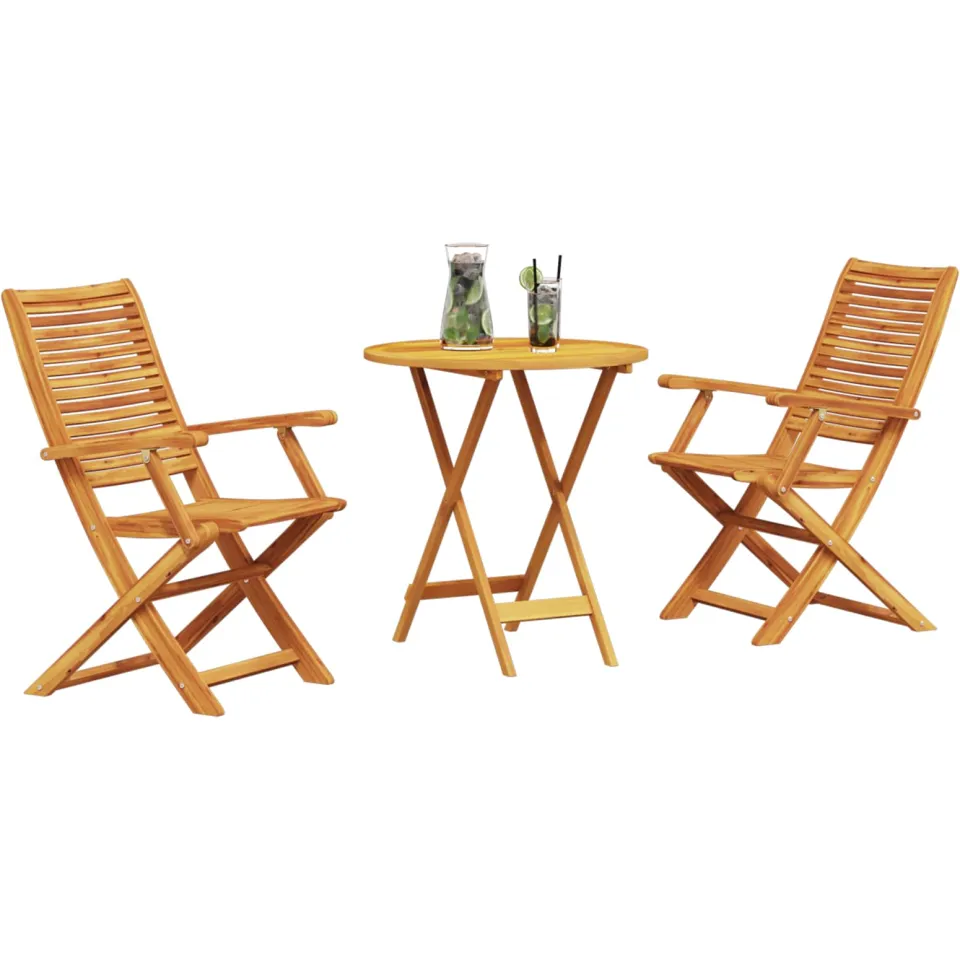 vidaXL Vouw Bistro Set 3 st Bruin Massief Acaciahout