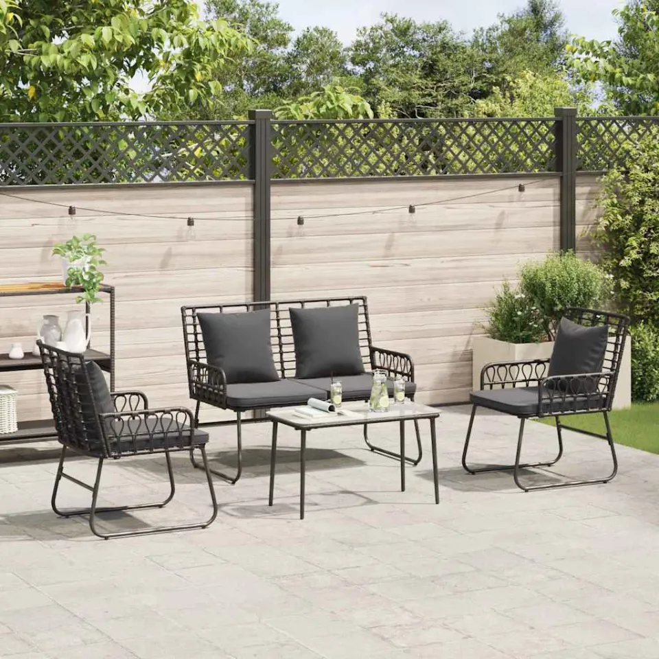 vidaXL Tuinmeubelset 4 st Zwart en Anthraciet poly rattan, foto 3