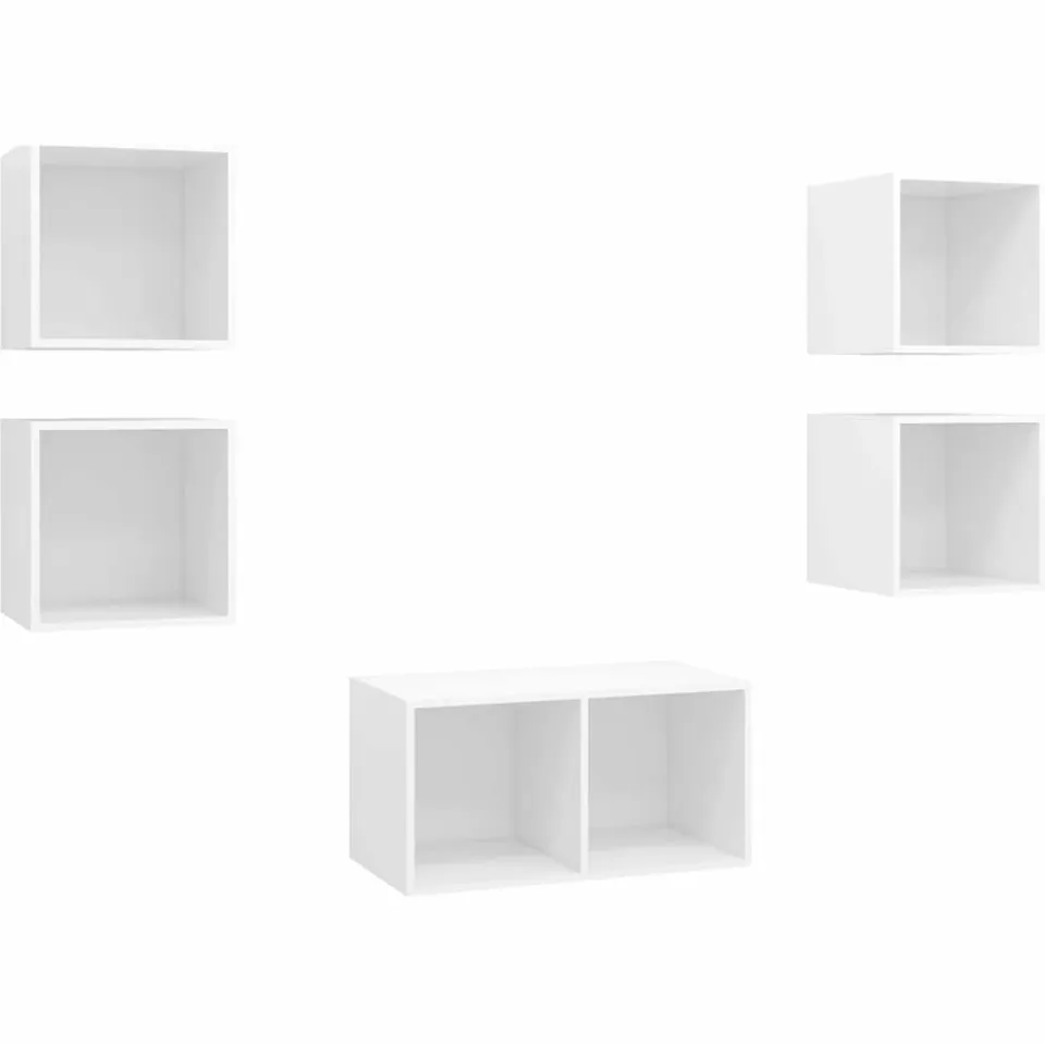 vidaXL 5-delige Tv-meubelset bewerkt hout wit, foto 3
