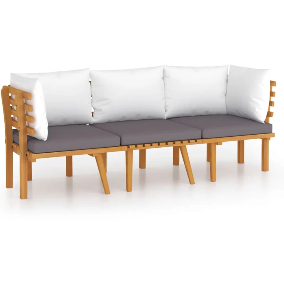 vidaXL 3-delige Loungeset met kussens massief acaciahout Bruin