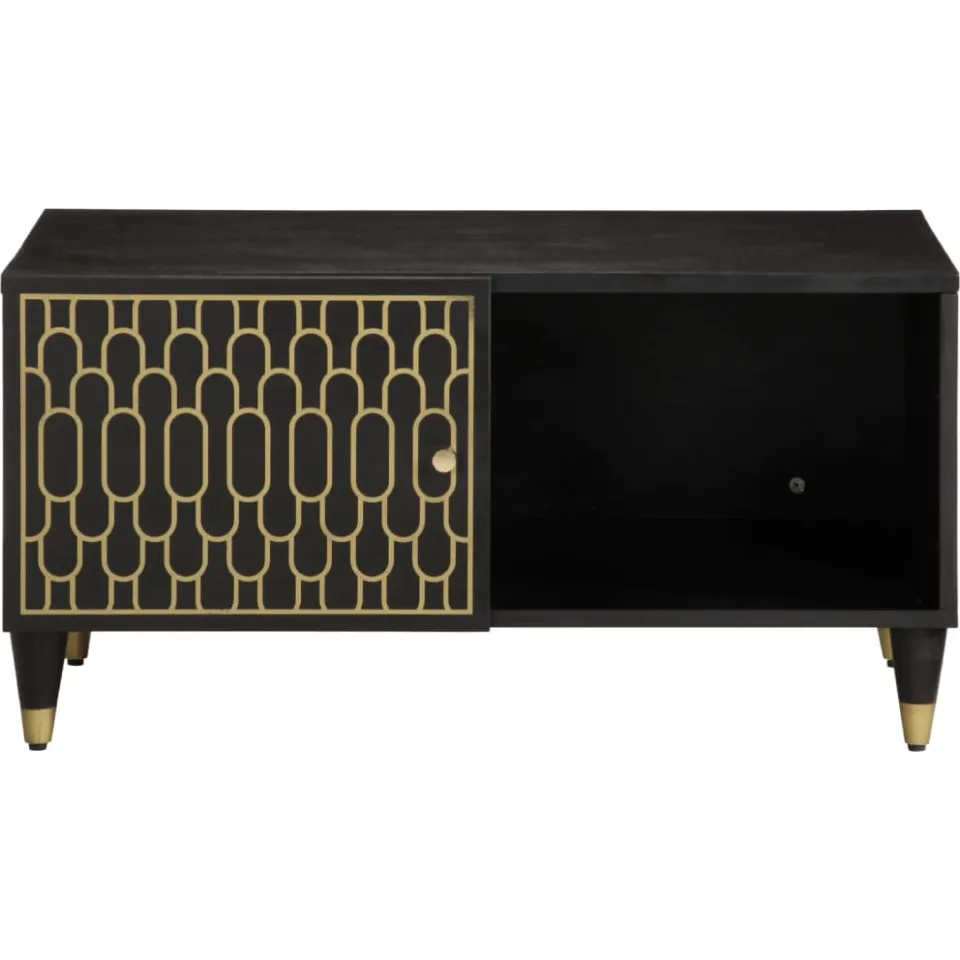 vidaXL Salontafel 80x50x40 cm massief mangohout zwart, foto 2