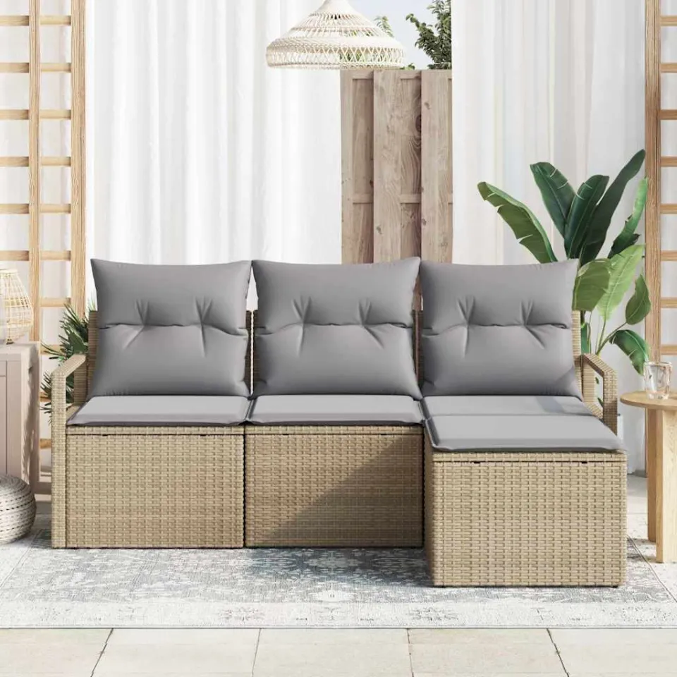 vidaXL Bankstel 4 st Beige poly rattan, foto 3
