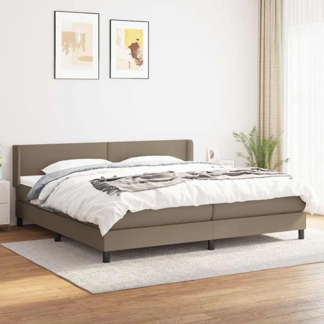 vidaXL Boxspring met matras stof taupe 200x200 cm