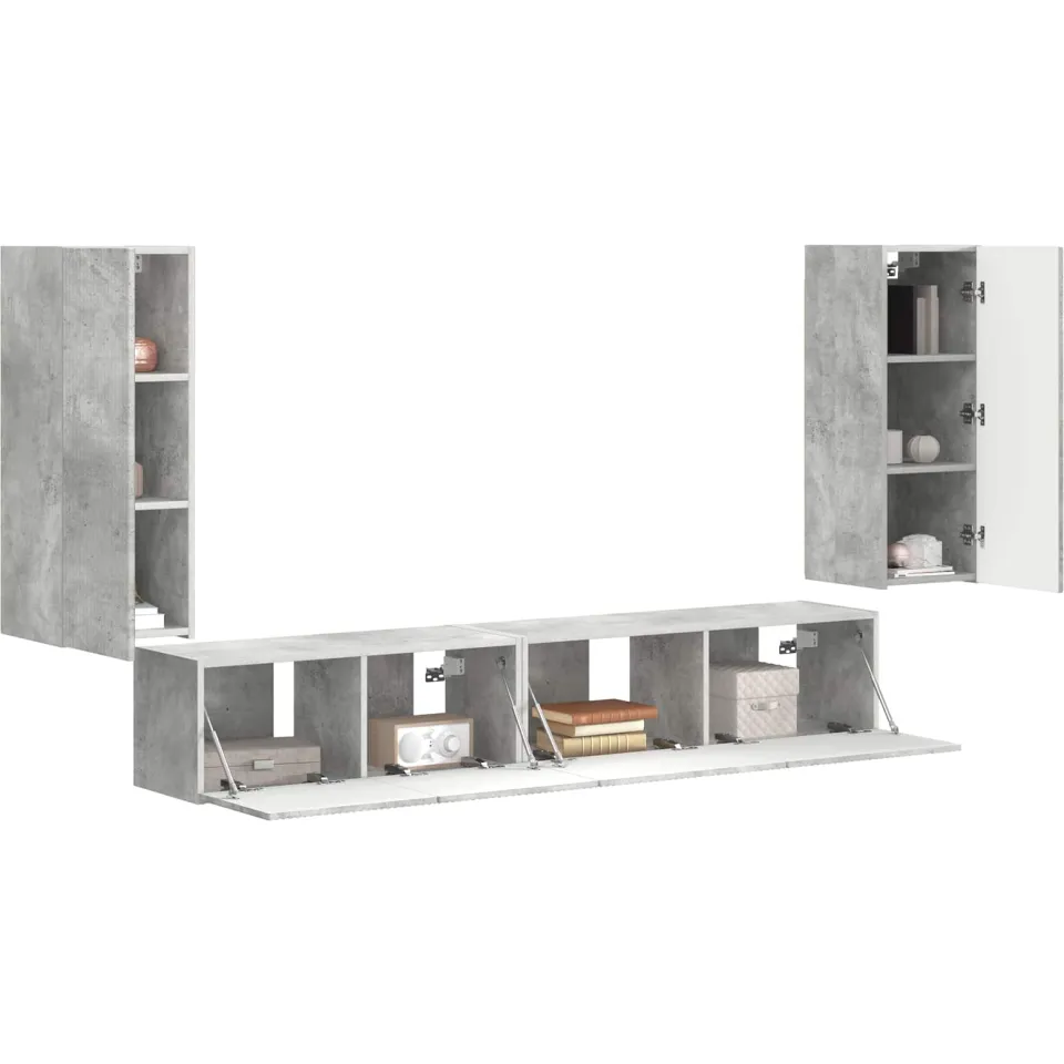 vidaXL Tv-meubelset 4 st Beton Grijs Bewerkt hout