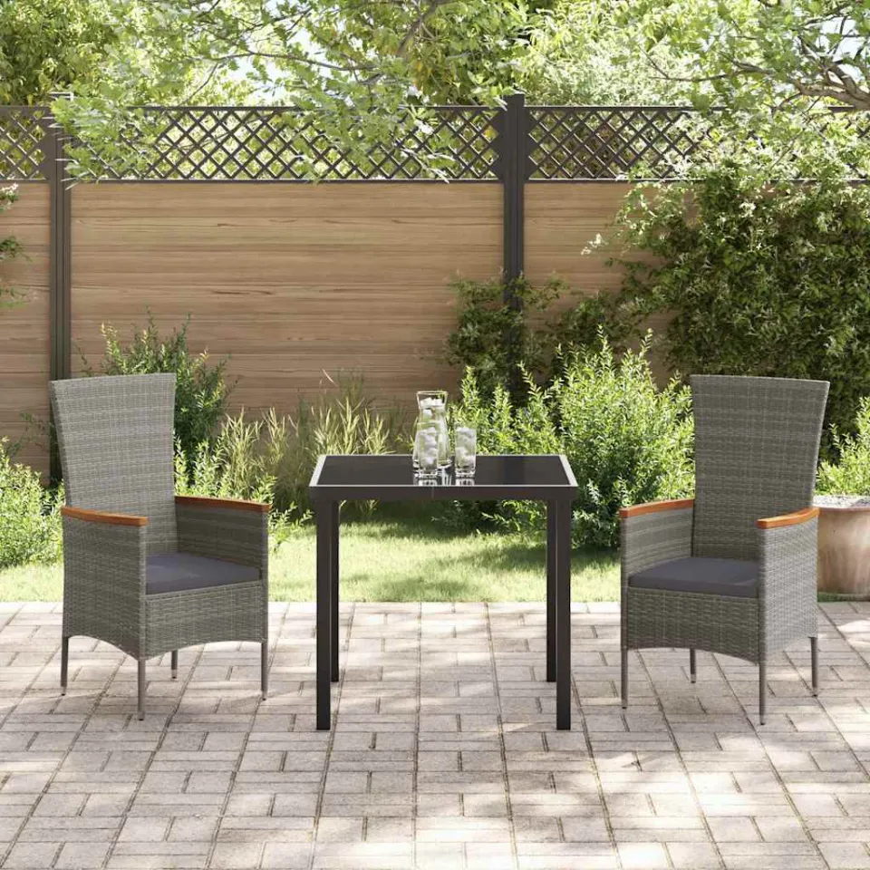 vidaXL Tuin eettafelset 3 st Grijs Gepoedercoat staal, foto 3