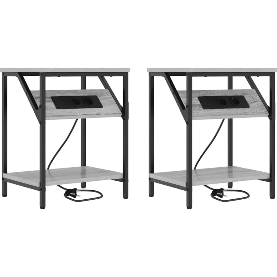 vidaXL Nachtkastje 2 st Grijs Sonoma 38 x 30 x 48 cm Bewerkt hout, foto 3