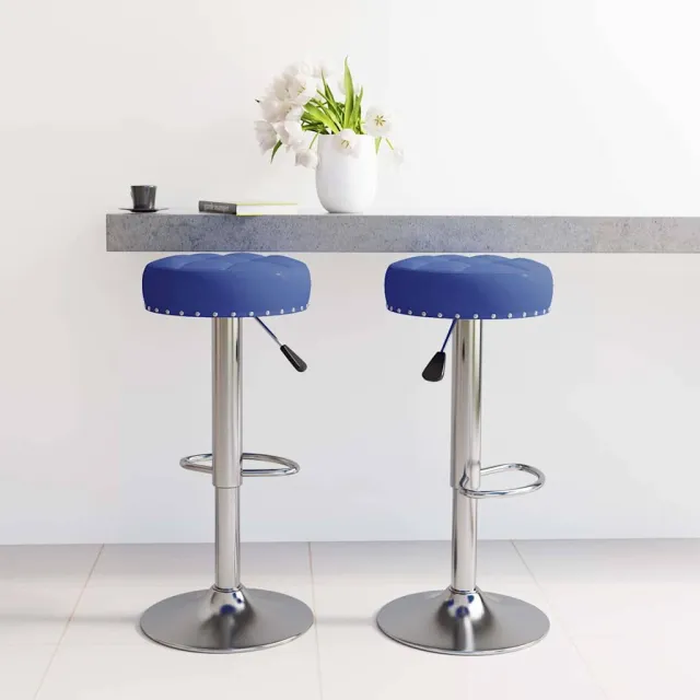 vidaXL Barkrukken 2 st stof blauw, foto 2