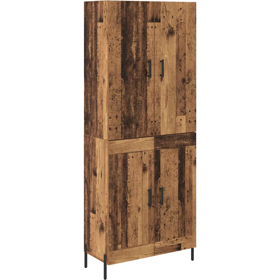 vidaXL Highboard Oud Hout 69,5 x 34 x 180 cm Bewerkt hout bruin, foto 3