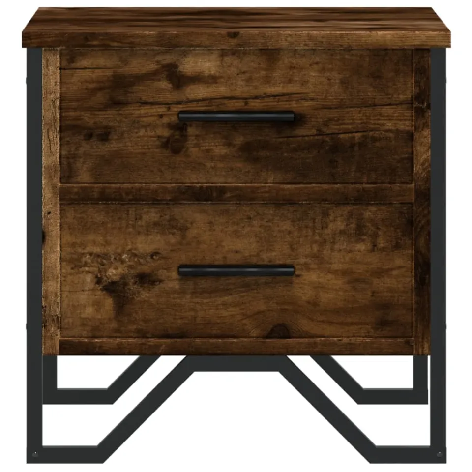 vidaXL Nachtkastjes 2 st 40x41x40 cm bewerkt hout gerookt eikenkleurig, foto 4