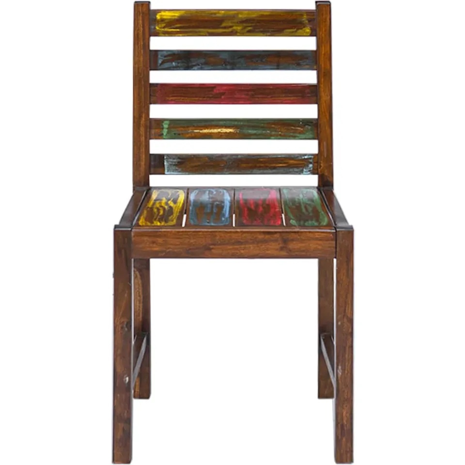 vidaXL Eetkamerstoelen 2 st massief gerecycled hout meerkleurig, foto 2