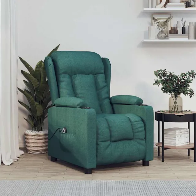 vidaXL Fauteuil verstelbaar elektrisch stof donkergroen groen