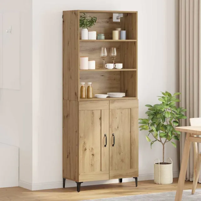 vidaXL Hoge kast 2 st artisanaal eikenkleurig 69,5 x 34 x 180 cm Bruin