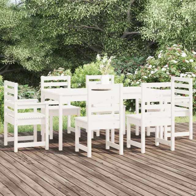 vidaXL 7-delige Tuinset massief grenenhout wit