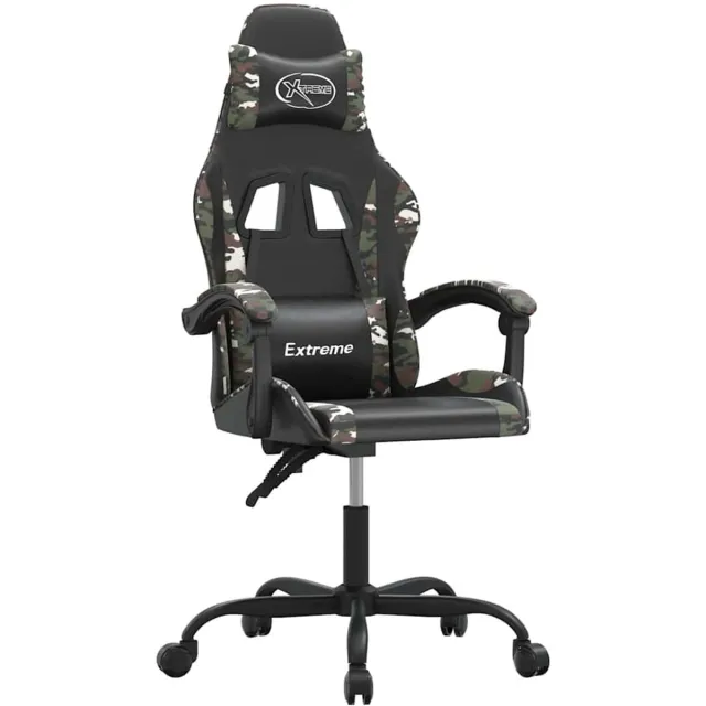 vidaXL Gamestoel - draaibaar - kunstleer - zwart - en - camouflage Zwart en camouflage