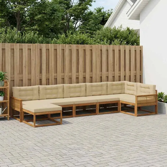 vidaXL Buiten bankenset 7 st 7-zits Natuurlijk en Beige