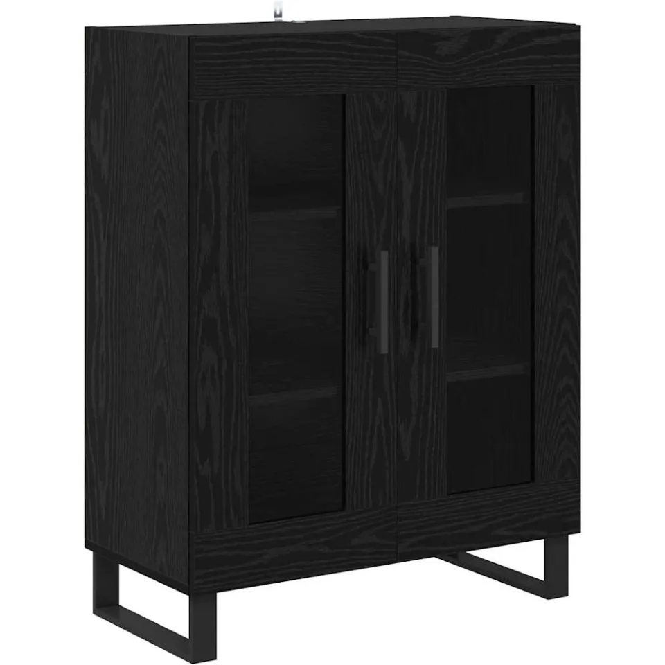 vidaXL Dressoir Zwart Eiken 69,5 x 34 x 90 cm Bewerkt hout, foto 3