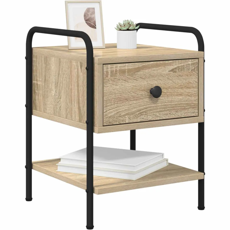 vidaXL Nachtkastje 2 st Sonoma Eiken Bewerkt hout Bruin