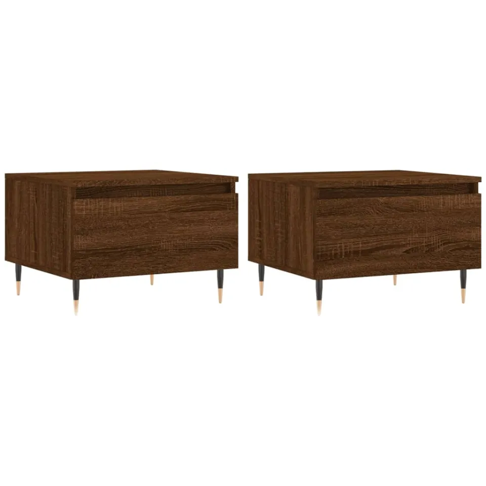 vidaXL Salontafels 2 st 50x46x35 cm bewerkt hout bruin eikenkleur, foto 3