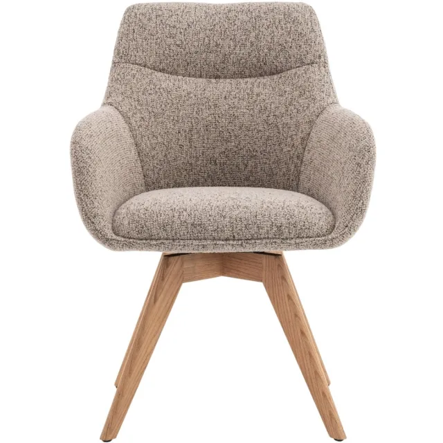 DÉJA Living Eetkamerstoel Noé - Taupe/Naturel - Draaibaar - Set van 2