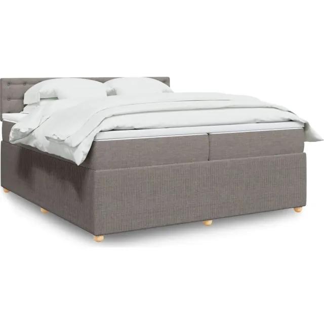 vidaXL Boxspring met matras stof taupe 200x200 cm