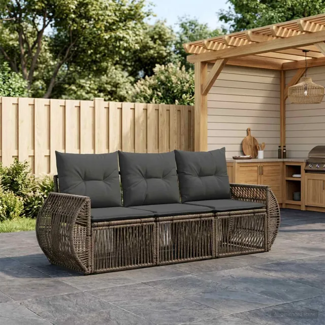 vidaXL Tuinbankenset 3 st 3-zits Grijs en Donkergrijs poly rattan, foto 2