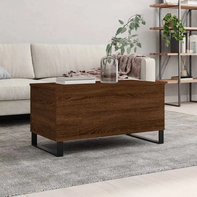 vidaXL Salontafel 90x44,5x45 cm bewerkt hout bruin eikenkleur, foto 2