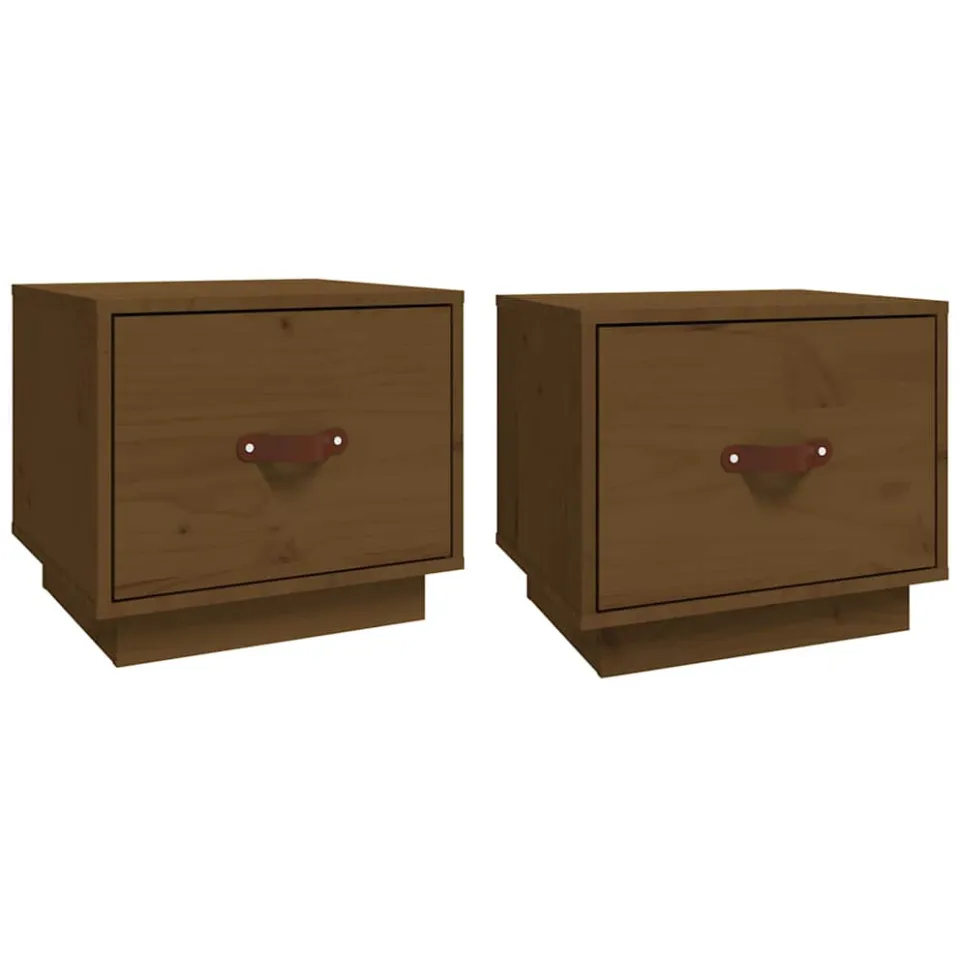 vidaXL Nachtkastjes 2 st 40x34x55 cm massief grenenhout honingbruin