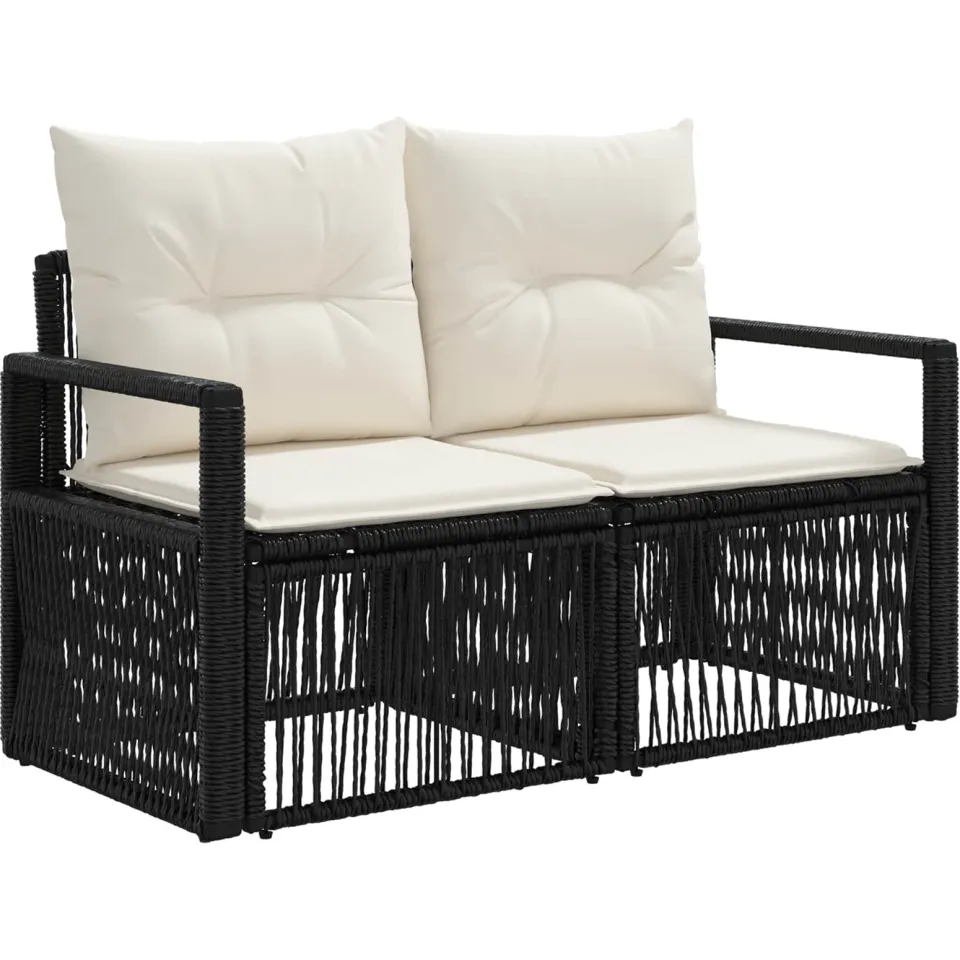 vidaXL Tuinbankenset 11 st 11-zits Zwart poly rattan