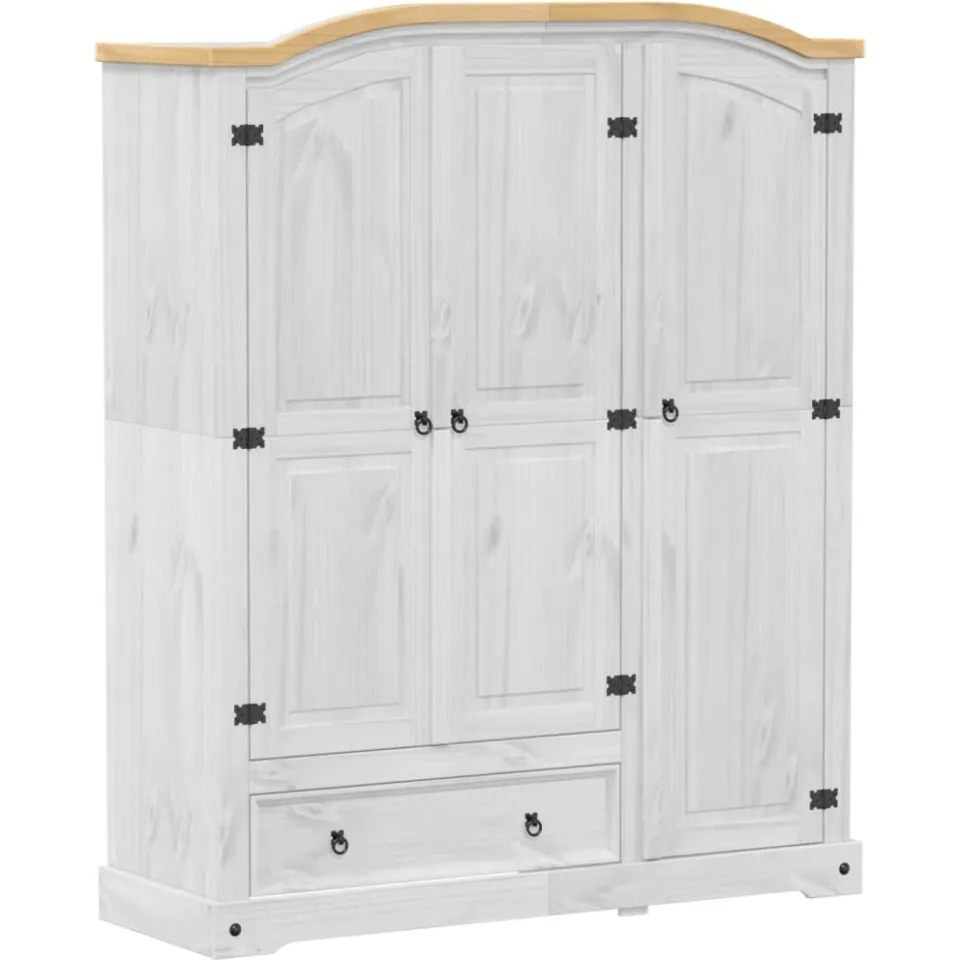 vidaXL Kledingkast Corona wit 151,5x52x186 cm massief grenenhout, foto 3