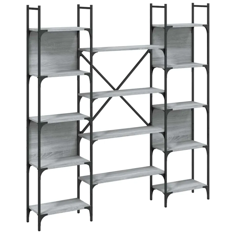 vidaXL Boekenkast 155,5x24x166,5 cm bewerkt hout grijs sonoma eiken