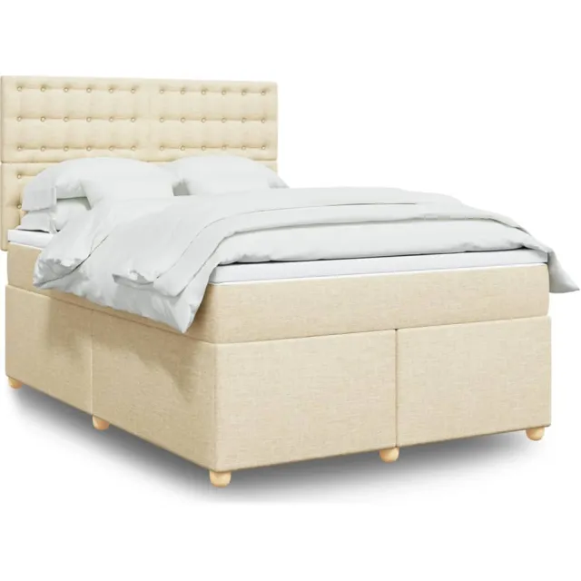 vidaXL Boxspring met matras stof crèmekleurig 160x200 cm