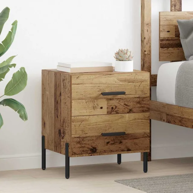 vidaXL Nachtkastje Oudhout 40 x 35 x 47,5 cm Bewerkt hout bruin, foto 2