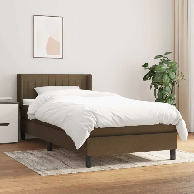vidaXL Boxspring met matras stof donkerbruin 100x200 cm bruin