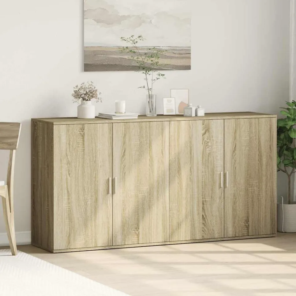 vidaXL Dressoirs 2 st 79x38x80 cm bewerkt hout sonoma eikenkleurig, foto 3