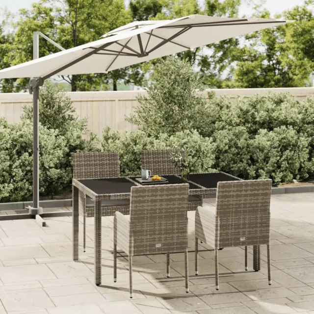 vidaXL 5-delige Tuinset met kussens poly rattan grijs, foto 2