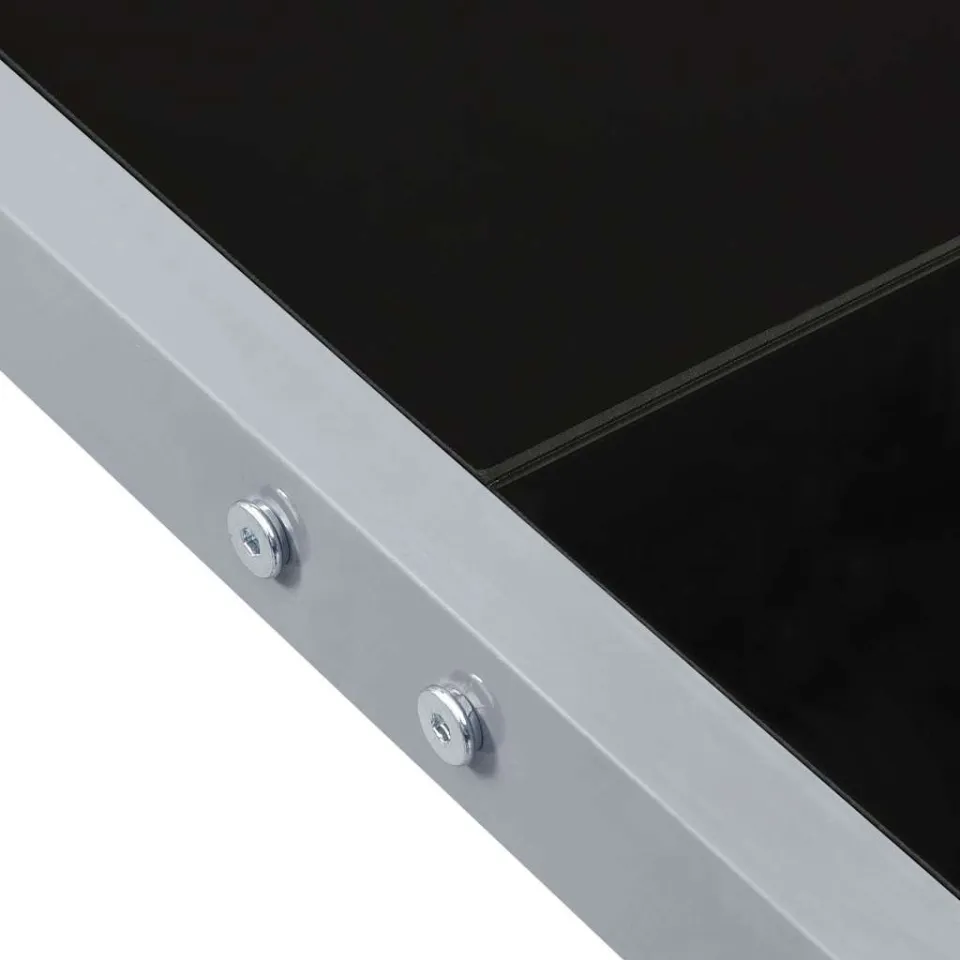 vidaXL Tuintafel 130x130x72 cm staal en glas grijs, foto 4