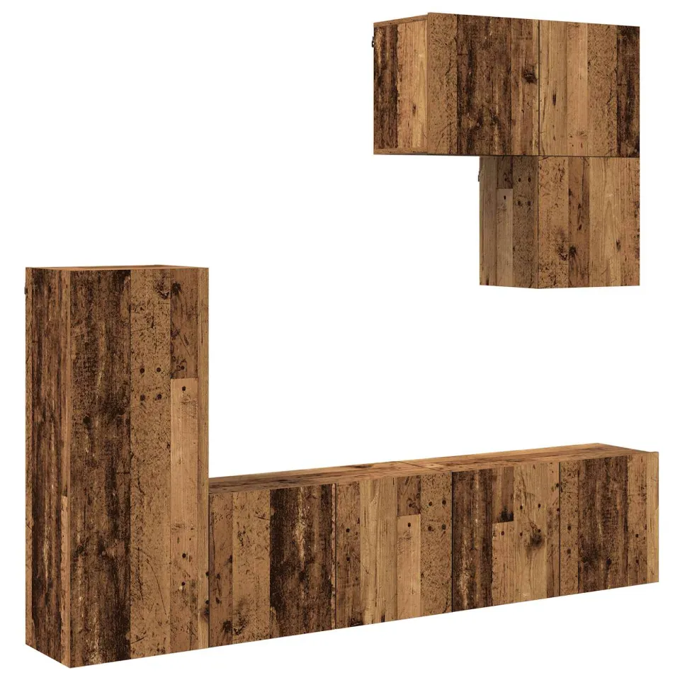 vidaXL TV-wandmeubel 5 st 240 x 30 x 183 cm Oud Hout Bruin
