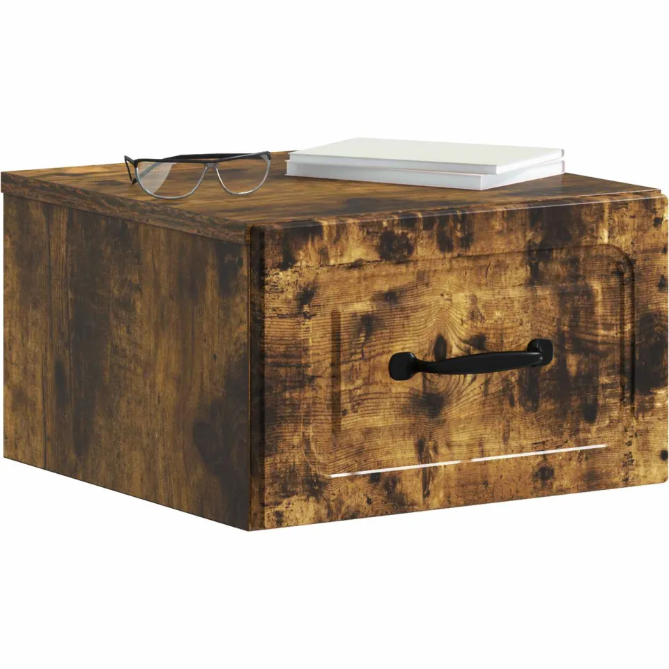 vidaXL Wandbeugel Bedkast 2 st Gerookt eiken 34,5 x 33 x 20 cm Bruin