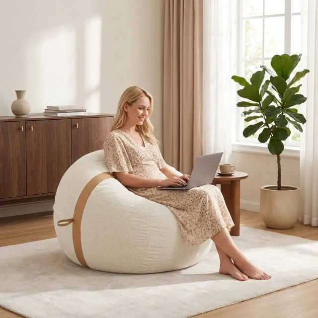 vidaXL Zitzakstoel Crèmekleurig 124 x 96 x 96 cm corduroy