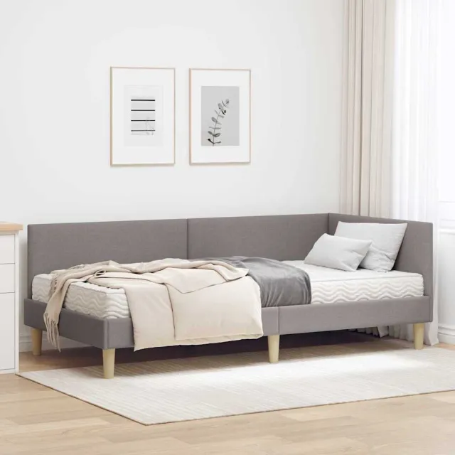 vidaXL Hoekbedframe met Matras 2 st Taupe 90 x 200 cm Stof