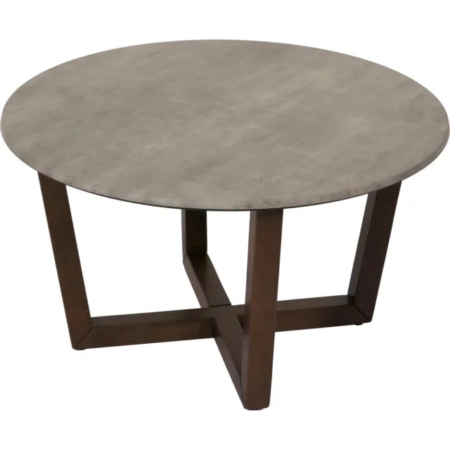 MCW Salontafel MCW-M61, bijzettafel sofatafel, massief hout HPL laminaat melamine Ø80cm, betonlook, donker frame Grijs