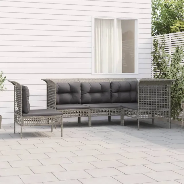 vidaXL 5-delige Loungeset met kussens poly rattan grijs, foto 2