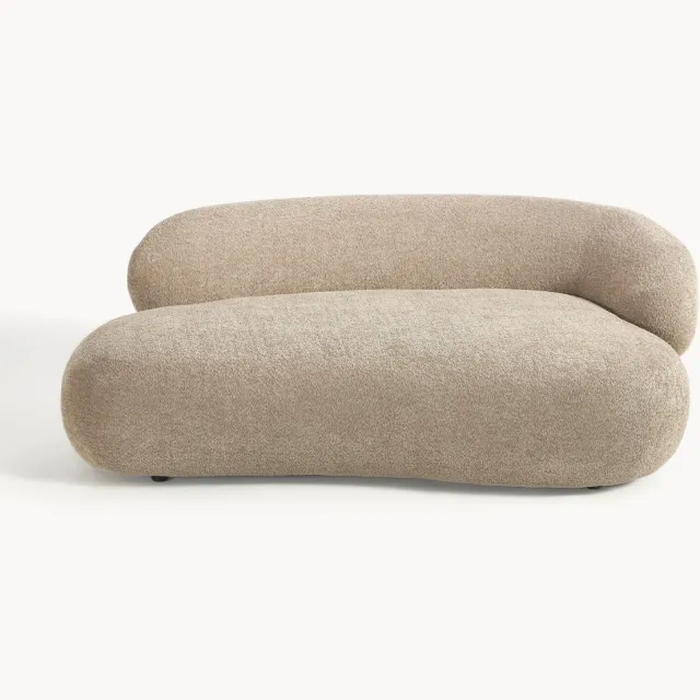Westwing Collection Bank Alba (2-zits) uit teddy bouclé Beige