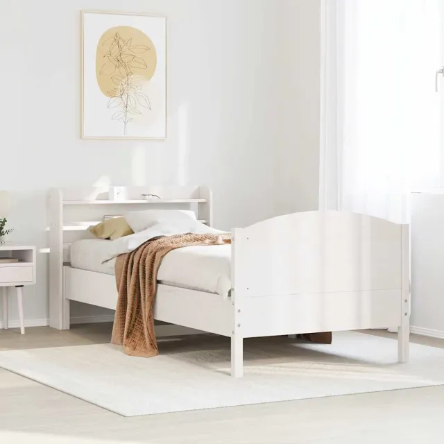 vidaXL Bedframe zonder matras massief grenenhout wit 140x200 cm