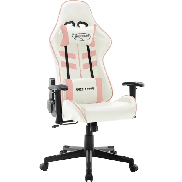 vidaXL Gamestoel kunstleer wit en roze