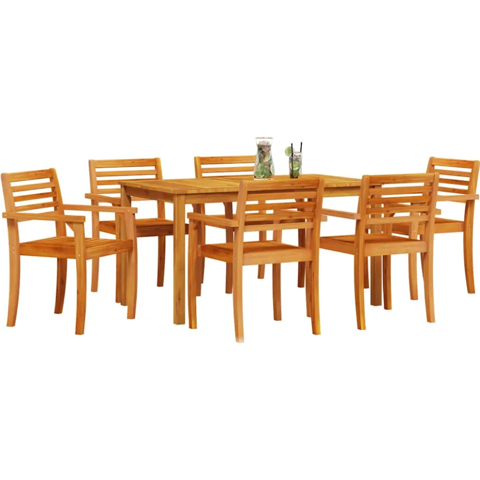 vidaXL Tuin eettafelset 7 st Bruin Massief Acaciahout