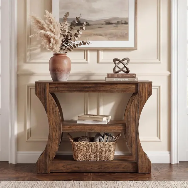Tribesigns Consoletafel - Sidetable met opbergruimte - Hout - Bruin - 105 x 35 x 81.5 cm - Console Tafel voor Hal, Woonkamer, Entree