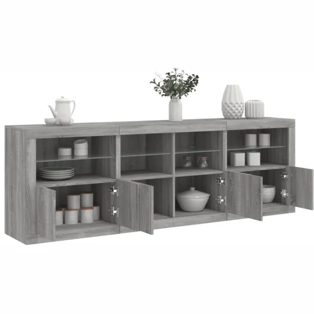 vidaXL Dressoir met LED-verlichting 202x37x67 cm grijs sonoma eiken