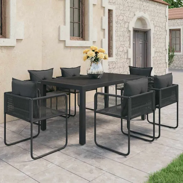 vidaXL 7-delige Tuinset PVC-rattan zwart, foto 2